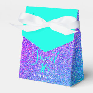 Elegant Sweet 16 Aquamariner Lila Glitzer Party Na Geschenkschachtel
