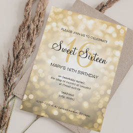 Elegant Sweet 16 Birthday Gold Glitzer Lights Einladung