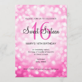 Elegant Sweet 16 Birthday Pink Glitzer Lights Einladung