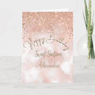 Elegant Sweet 16 Birthday Rose Gold Sparkle Karte