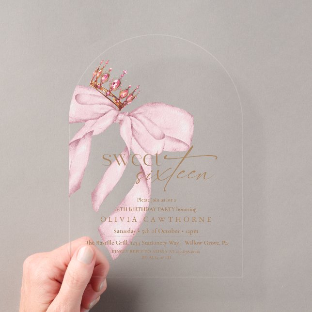 Elegant Sweet 16 Blush Pink Birthday  Acryleinladungen (Insitu (Handheld))