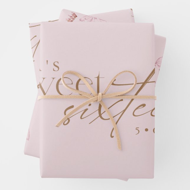 Elegant Sweet 16 Blush Pink Birthday  Geschenkpapier Set (Beispiel)