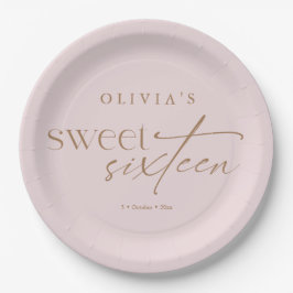 Elegant Sweet 16 Blush Pink Birthday  Pappteller