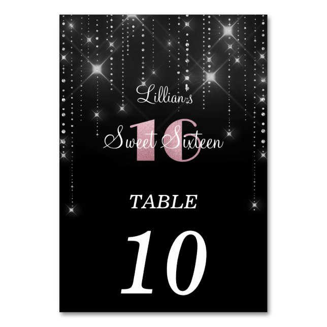 Elegant Sweet 16 carte de numéro de table (Par défaut)