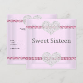ELEGANT SWEET 16 Diamant Heart Pink Einladung