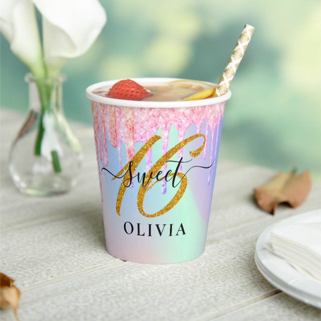 Elegant Sweet 16 Sechzehn Paper Cup Pappbecher (In Situ)