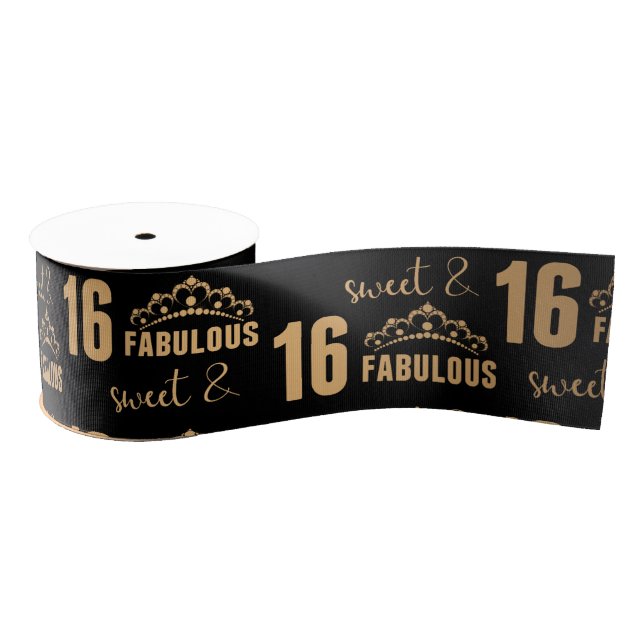 Elegant Sweet 16 Typografie Ripsband (Spule)