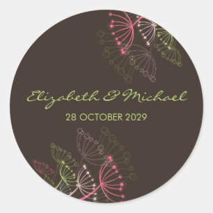 Elegant Sweet Dandelions Summer Wedding Stickers