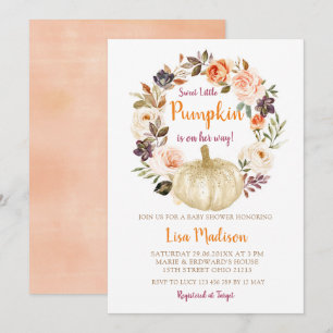 Elegant Sweet Little Pumpkin Baby Shower  Einladung