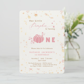 Elegant Sweet Pink Little Pumpkin 1. Geburtstag Einladung