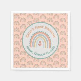 Elegant & Sweet Rainbow Light Coral Serviette