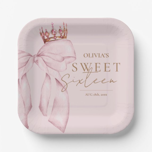 Elegant Sweet Sixteen Birthday Pappteller (Vorderseite)