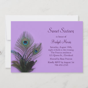Élégant Sweet sixteen Peacock Invitation violet