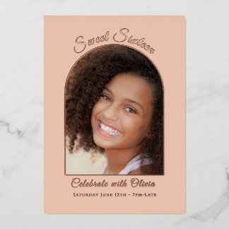 Elegant Sweet Sixteen Photo Rose Gold Foil Folieneinladung