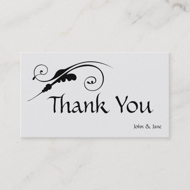 Elegant Swirl Danke Business Card Visitenkarte (Vorderseite)