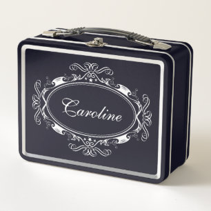 Elegant Swirl Individuelle Name Brand Metall Brotdose
