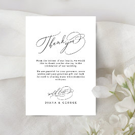 Elegant Swirl Script Simple Wedding Dankeskarte