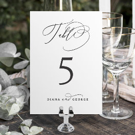 Elegant Swirl Script Simple Wedding Tischnummer