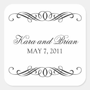 Elegant Swirl Wedding Quadratischer Aufkleber