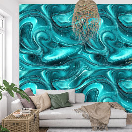 Elegant Swirling Waves Liquid Turquoise Agate Tapete