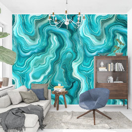 Elegant Swirling Waves Liquid Turquoise Agate Tapete