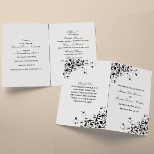 Élégant Swirls Black & White Wedding Programme