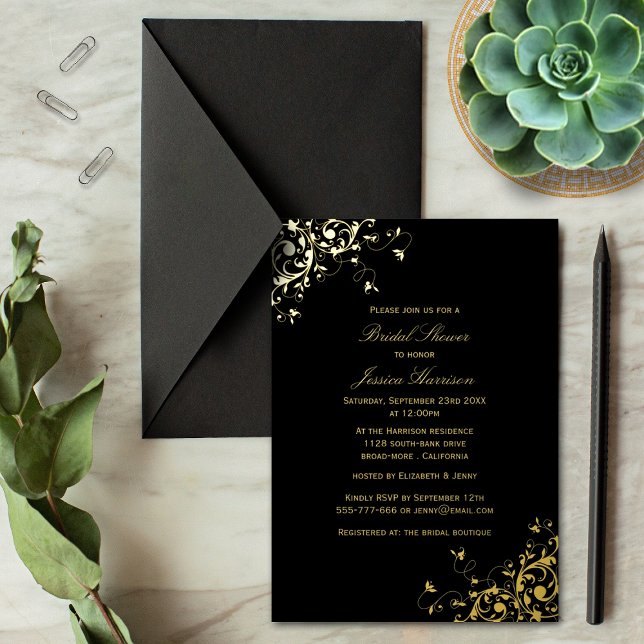Elegant Swirls Bridal Shower Real Foil Invitation Folieneinladung (Von Creator hochgeladen)
