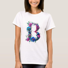 Elégant T-shirt Floral B initial pour elle