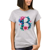 Elégant T-shirt Floral B initial pour elle