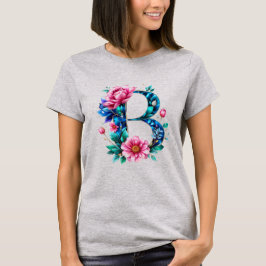 Elégant T-shirt Floral B initial pour elle