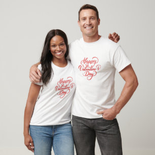 Elégant T-shirt Heureuse Sainte-Valentin rouge dou