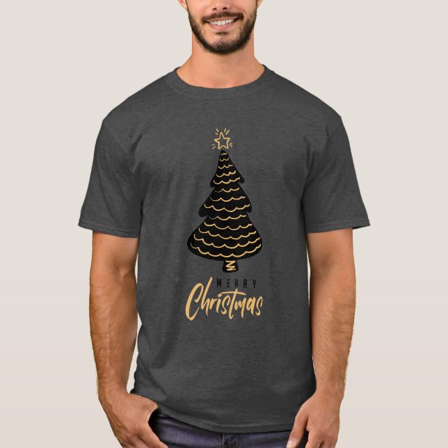 Élégant T-shirts de Noël pour hommes dessinés à la (Devant)