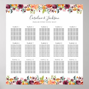 Élégant tableau de Mariage de 15 tables à l'automn