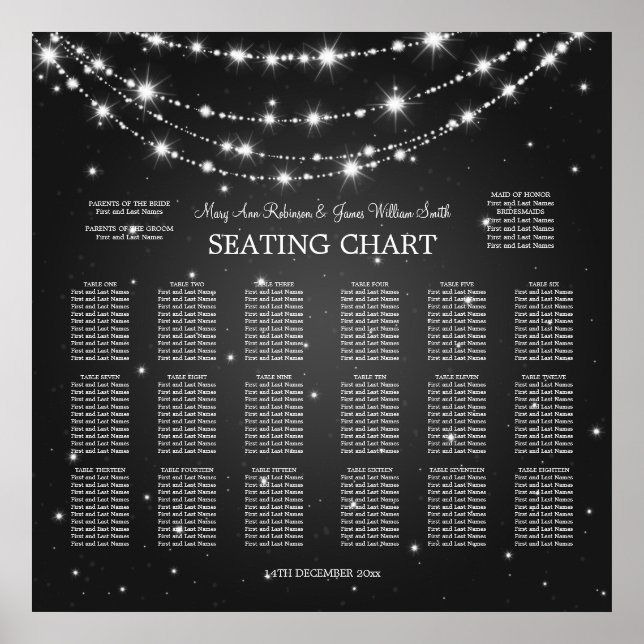 Élégant tableau de mariage Sparkling Chain Blac (Devant)