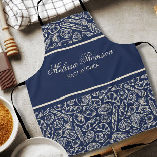 Élégant tablier de chef bleu marine classique pour