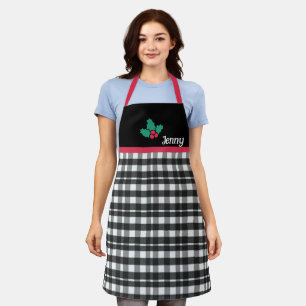 Élégant tablier de Noël Plaid - Noir & Blanc Desi