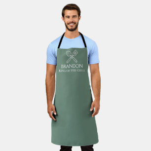 Élégant tablier vert sauge pour homme, chef modern