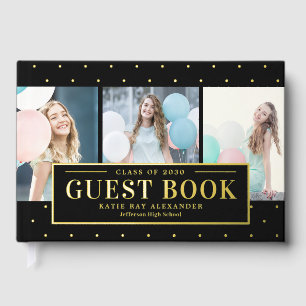 Élégant Tag Foil Photo Graduation Livre d'invité