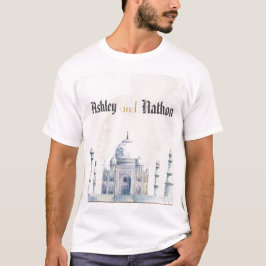Elegant Taj Mahal Typology Watercolor Wedding T-Shirt