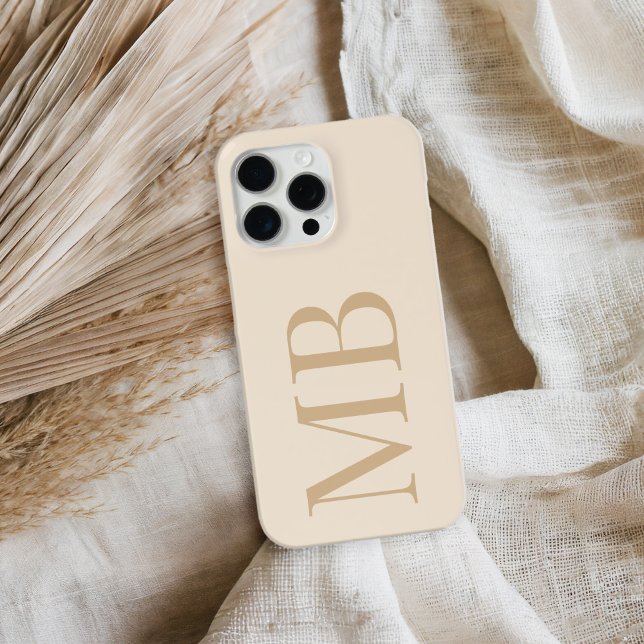 Elegant Tan Minimalistisch Initial Monogram Case-Mate iPhone Hülle (Von Creator hochgeladen)