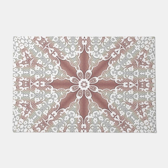 Élégant tapis de porte floral dentelle (Devant)
