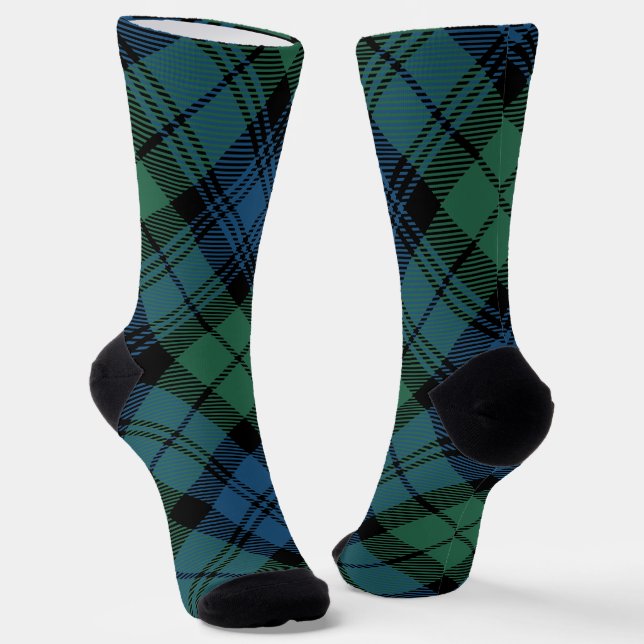 Elegant Tartan Campbell Blue Green Rustic Plaid Socken (Gewinkelt)