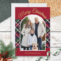 Elegant Tartan Kariert Arch Foto Frohe Weihnachten