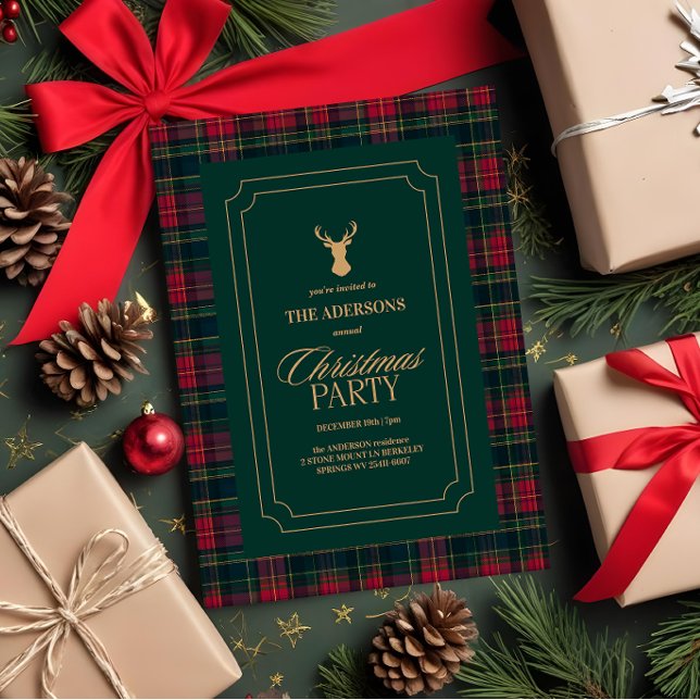 Elegant Tartan Plaid Christmas Party Invitation Einladung (Von Creator hochgeladen)