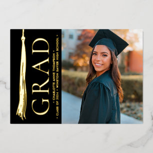 Elegant Tassel High School Grad Party Custom Folien Feiertagskarte