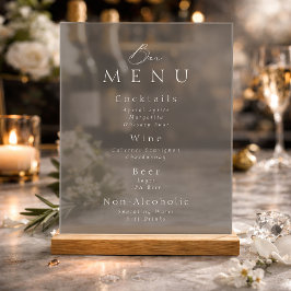 Elegant Taupe Acrylic Wedding Bar Menu Sign Acrylschild