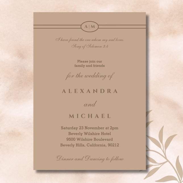 Elegant Taupe Bible Verse Christian Wedding  Einladung (Von Creator hochgeladen)