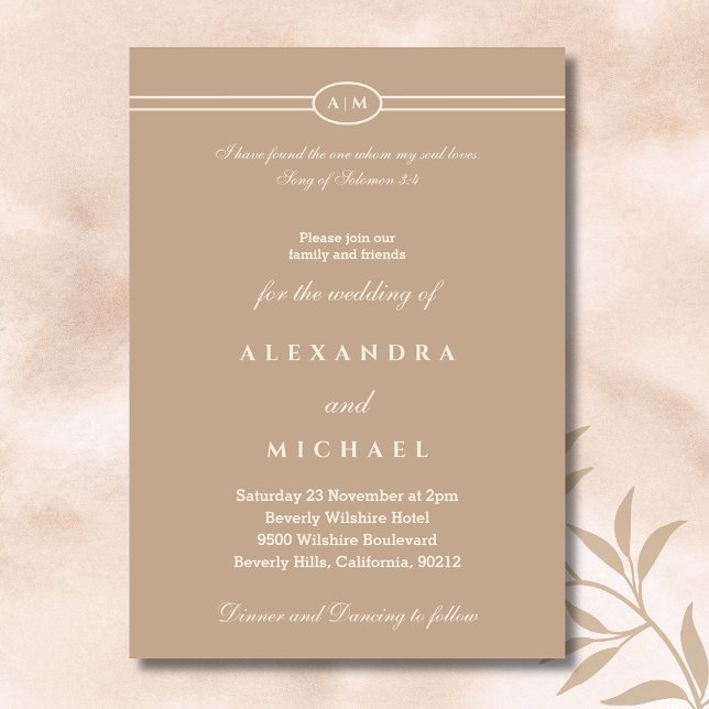 Elegant Taupe Bible Verse Christian Wedding  Einladung (Von Creator hochgeladen)