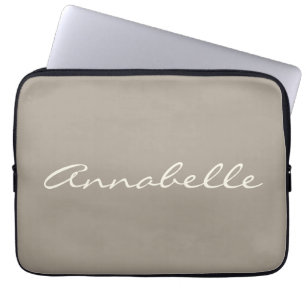 Elegant Taupe Brown Handwriting Script Name Custom Laptopschutzhülle
