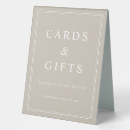 Elegant Taupe Cards And Gifts Wedding Tischaufsteller